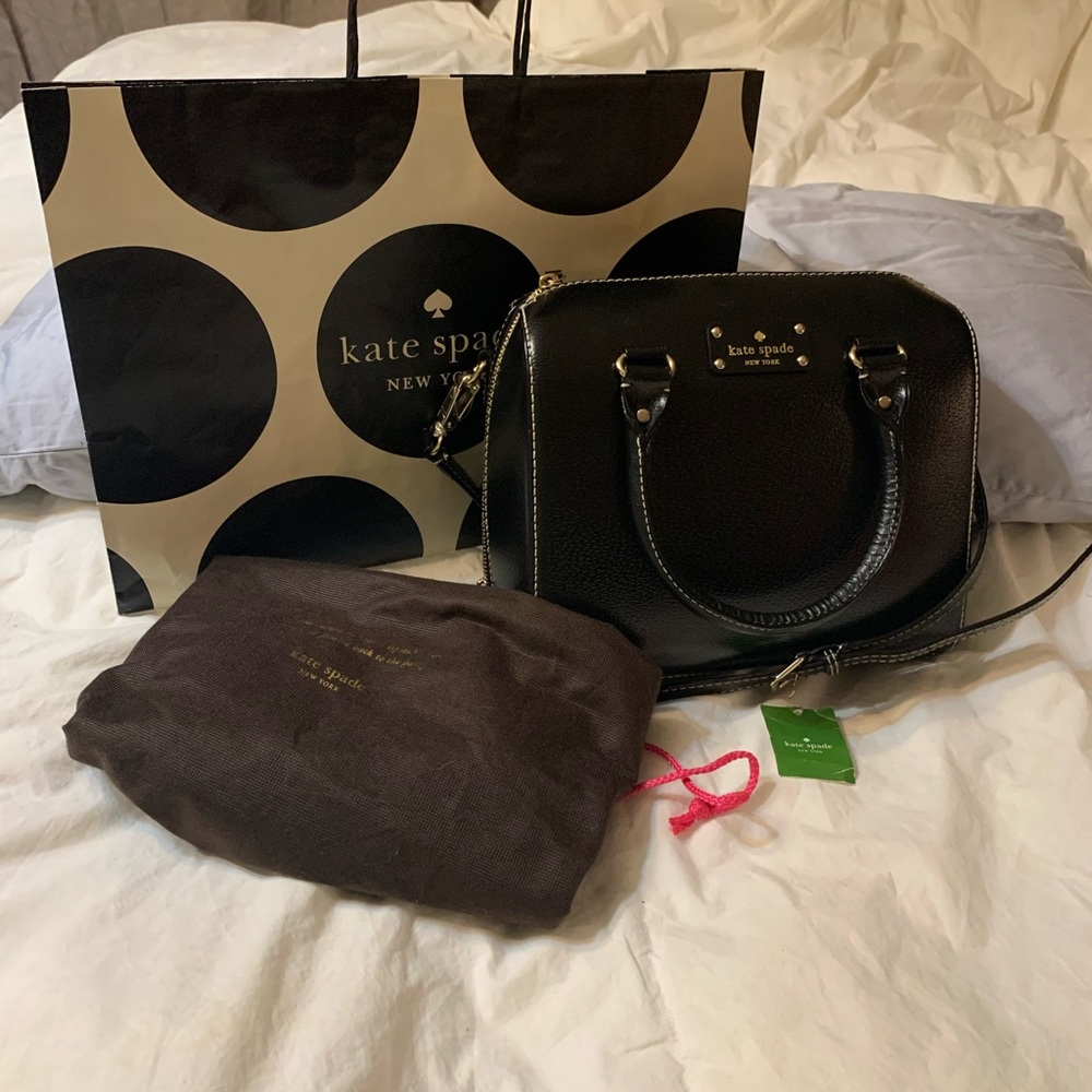 New! Kate Spade Wellesley Alessa Black Leather Satchel